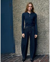 Pull&Bear - Pull en maille fine à col henley riche en laine, - Lyst