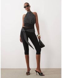 Missy Empire - Mesh Overlay High Neck Fitted Waist Halterneck Top - Lyst