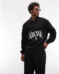 ASOS - Relaxed Boxy Ottoman Textured Polo With Text Graphic - Lyst