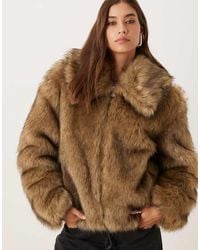 Abercrombie & Fitch - Short Zip Front Faux Fur Jacket - Lyst