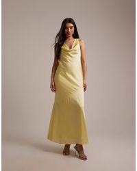 TFNC London - Bridesmaid Satin Cowl Front And Back Maxi Dress - Lyst
