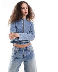 Monki - Fitted Zip Front Denim Jacket - Lyst