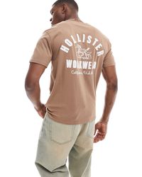 Hollister - Camiseta color tostado con estampado en la espalda - Lyst