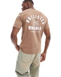 Hollister - T-shirt color cuoio con stampa sul retro - Lyst