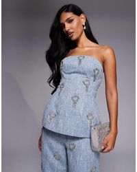 ASOS - Heart Embellished Boucle Corset Bandeau Top - Lyst