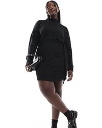 Noisy May - Tie Waist High Neck Knitted Mini Jumper Dress - Lyst