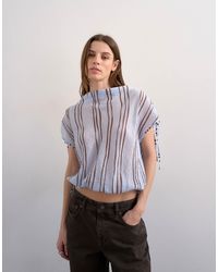 TOPSHOP - Draped High Neck Top With Tie - Lyst