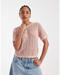 New Look - Short Sleeve Pointelle T-shirt - Lyst