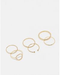 ASOS - Asos Design Curve Pack Of 6 Rings With Open Circle Detail - Lyst