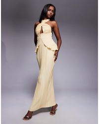 ASOS - Plisse Maxi Dress With Twisted Halterneck - Lyst