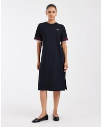 Fred Perry - Contrast Cuff Pique T-Shirt Dress - Lyst