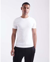 New Look - T-Shirt Attillata Bianca A Coste - Lyst