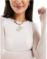 petit moments - Swirl Cord Beaded Necklace With Oversized Pendant - Lyst