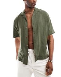 Pull&Bear - Textured Revere Neck Shirt - Lyst