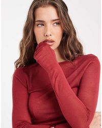 ASOS - Sheer Knitted Soft Touch Ruched Side Top - Lyst