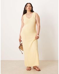 ASOS - Asos design curve - robe longueur mollet à encolure dégagée en maille texturée - babeurre - Lyst