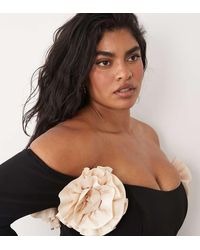 ASOS - Curve Bardot Mini Skater Dress With Corsage Details - Lyst
