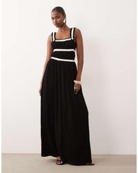 ASOS - Shirred Contrast Binding Midi Dress - Lyst