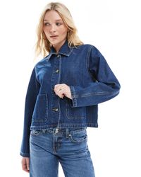 ONLY - Veste coupe carrée en jean - moyen - Lyst