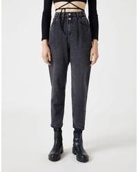 Pull&Bear Slouch Fit Jeans With Elasticated Waist - Black