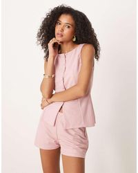 ASOS - Co-Ord Linen Look Longline Button Down Waistcoat - Lyst