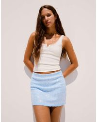 Bershka - Lace Sequin Mini Skirt - Lyst