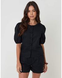 Threadbare - Linen Blend Puff Sleeve Top - Lyst