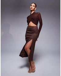 Bardot - Dante Vegan Suede Midi Skirt - Lyst