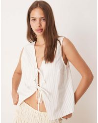 ASOS - Tie Front Waistcoat With Linen Co-Ord - Lyst