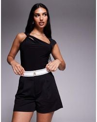 ASOS - Slinky Twill Tailored Shorts With Waistband Detail - Lyst