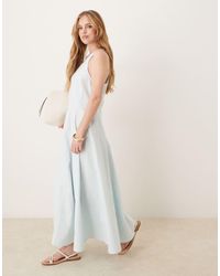 ASOS - Midi Jurk Met Rechte Hals En Naden - Lyst