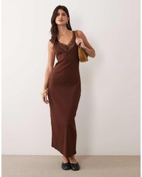 Miss Selfridge - Vestito Maxi Cami Con Scollo A V E Rifinitura Picot - Lyst