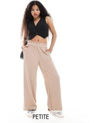 JDY Petite - Pantalon ample à taille haute et rayures - beige - Lyst