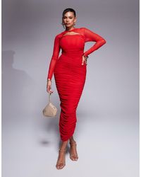 Taideux - Poitrines généreuses - genevieve - robe corset longueur mollet en tulle froncé - Lyst