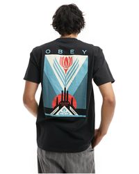 Obey - T-shirt a maniche corte nera con stampa grafica "green power" - Lyst