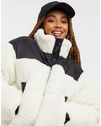 ASOS Cropped Gewatteerd Jack Met Fleece Panelen - Meerkleurig