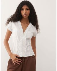 Collusion - Frill Detailing Short Sleeve Blouse - Lyst