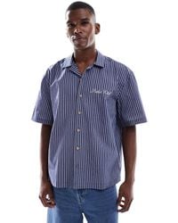 ASOS - Relaxed Revere Stripe Shirt With Chest Embroidery - Lyst