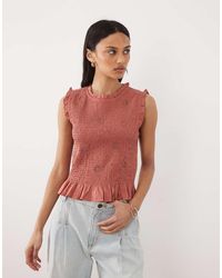 Mango - Teen Sleeveless Shirred Top With Embroidery - Lyst