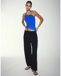 Pull&Bear - Top dos nu asymétrique à fronces - profond - Lyst
