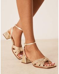 ASOS - Hummingbird Weave Detail Mid Block Heeled Sandals - Lyst