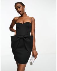 Fashionkilla - Scuba Bandeau Oversized Bow Mini Dress - Lyst