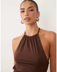 ASOS - Polyamide High Neck Cut Away Cinched Halter - Lyst
