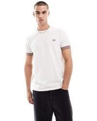Fred Perry - Camiseta Claro Holgada Con Rayas En Las Bocamangas De -Neutro - Lyst