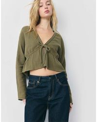 Stradivarius - Camicia Kaki Con Borchie - Lyst