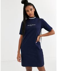 Fred Perry – Hochgeschlossenes Kleid - Schwarz
