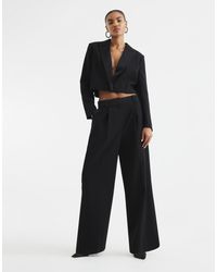 River Island - Wide Leg Tuxedo Trouser - Lyst