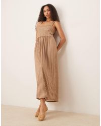 ASOS - – midi-milchmädchenkleid mit eckigem ausschnitt und vichy-karomuster - Lyst