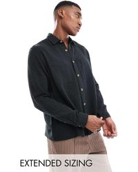 ASOS - Camicia Comoda Con Colletto Squadrato Antracite Testurizzato - Lyst