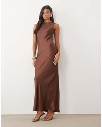 TFNC London - Satin Slash Neck Cape Detail Maxi Dress - Lyst